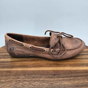 Born Shoes Womens 7 Brown Leather Loafers Moccasins Comfort Driving Flats